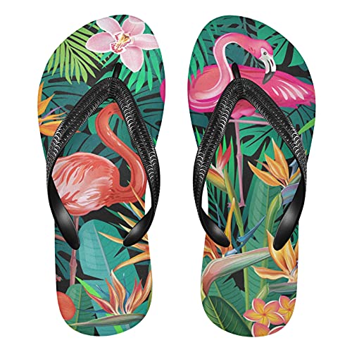 Mnsruu Tropische Blume Sommer Tier Flamingo Flip Flops Flip Flops Sandalen Home Hausschuhe Hotel Spa Schlafzimmer Reise XL für Männer Frauen von Mnsruu