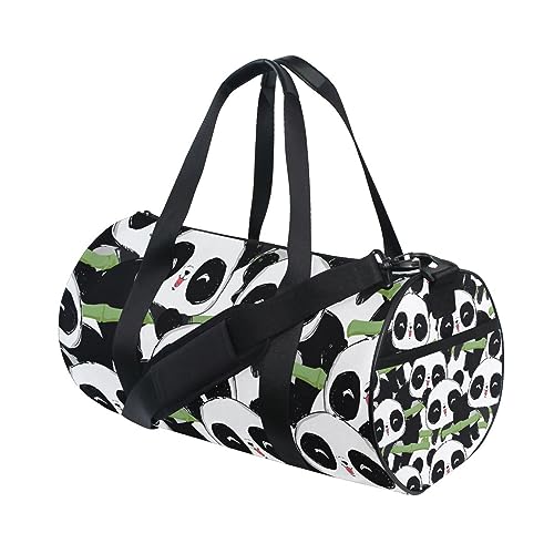 Niedlicher Panda Sport Turnbeutel Damen Herren Reise Duffel Bag Workout Taschen Übung Strand Yoga Wochenende Tanztasche, D044, L von Mnsruu