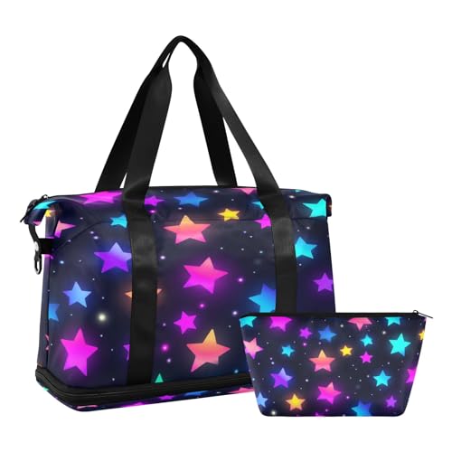 Night Light Star Reisetasche, wasserdicht, Fitnessstudio, Sport, Tragetasche, Wochenendtasche mit Fach, Nachtlicht-Stern, Einheitsgröße, Reisetasche Night Light Star Reisetasche, wasserdicht, Fitnessstudio, Sport, Tragetasche, Wochenendtasche mit Fach, Nachtlicht-Stern, Einheitsgröße, Reisetasche von Mnsruu
