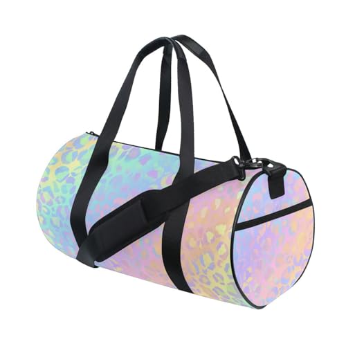 Reisetasche für Herren und Damen, Regenbogen-Leopardenmuster, Neon, große Reise, Übernachtung, Seesack, Unisex, hohe Kapazität, großes Gepäck, Sport, Turnbeutel, Leopard 26, Einheitsgröße von Mnsruu