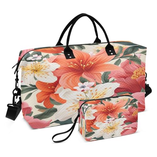 Reisetasche mit Blumenmuster, für Fitnessstudio, Yoga, Handgepäcktasche für Männer und Frauen, Wochenendtasche, Flower Vivid, Einheitsgröße, Reisetasche von Mnsruu