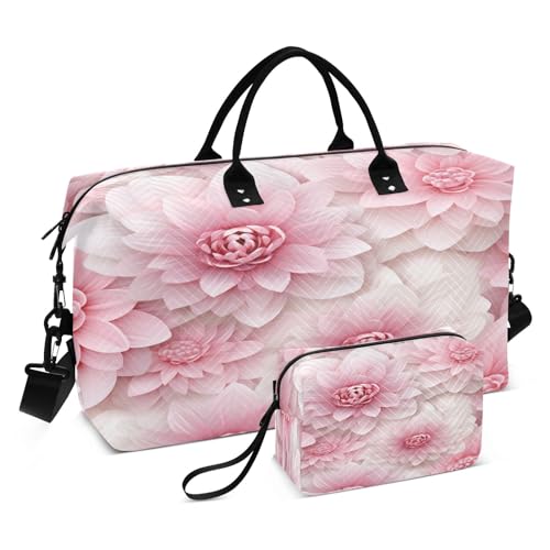 Reisetasche mit rosa Blumen, für Fitnessstudio, Yoga, Handgepäcktasche für Männer und Frauen, Wochenendtasche, Rosa Blumen, Einheitsgröße, Reisetasche von Mnsruu