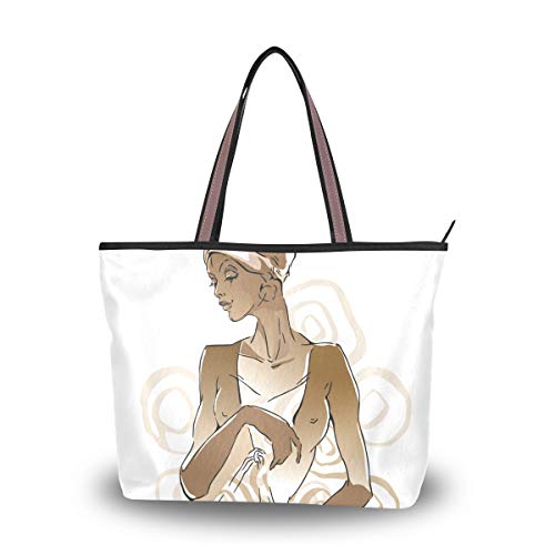 Schultertasche Afrikanische Frau Portraits Große Handtasche Tote Strand Taschen für Frauen, Mehrfarbig - multi - Größe: Large von Mnsruu