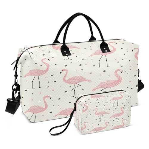 Sommer-Reisetasche mit Flamingo-Motiv, für Herren und Damen, Turnbeutel mit Aufbewahrungstasche, Wochenendtasche, Handgepäcktasche für Reisen, Reisen, Fitnessstudio, Yoga, Summer Pink Flamingo, von Mnsruu