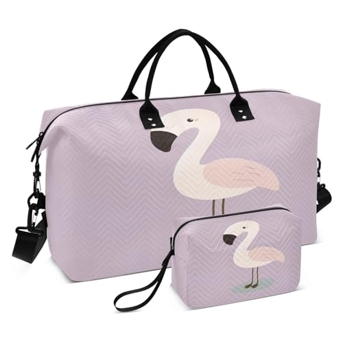 Süße Flamingo-Reisetasche für Männer und Frauen, Turnbeutel mit Aufbewahrungstasche, Wochenendtasche, Handgepäcktasche für Reisen, Reisen, Fitnessstudio, Yoga, Süßer Flamingo, Einheitsgröße, von Mnsruu