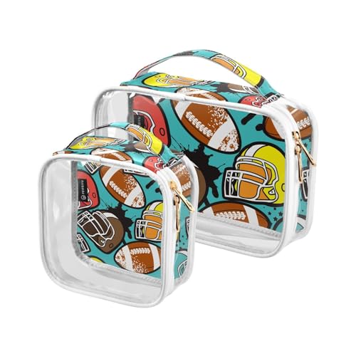 Transparente Reise-Kulturtasche Baseballball Sport Doodle Kosmetiktasche Make-up-Taschen 2 Pack PVC Tragbare wasserdichte Toilettenartikel Tragetasche Wasch-Aufbewahrungstasche für Damen Herren, von Mnsruu