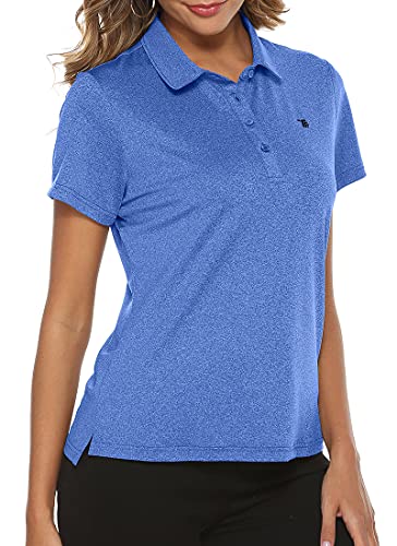 MoFiz Damen-Golf-Shirt, kurzärmelig, feuchtigkeitsableitend, Performance-Polo-Shirts - Blau - Klein von MoFiz