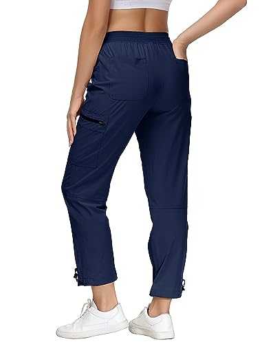 MoFiz Damen Outdoor Trekkinghose Atmungsaktiv Cargohose Quick Dry Wanderhose Radlerhose Sportlich Freizeit Reise Marineblau XS von MoFiz