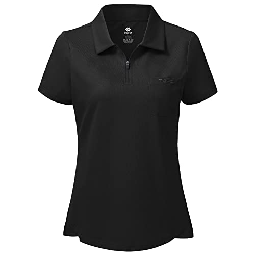 MoFiz Damen Poloshirts Kurzarm Baumwolle Polohemden Arbeit Polo Sommershirts Top Schwarz S von MoFiz