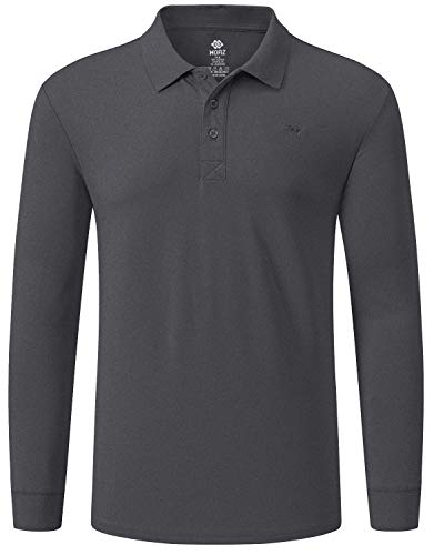 MoFiz Herren Poloshirt Langarm Baumwolle Polohemd Freizeit Polo Golf Wintershirts mit Kragen Dunkelgrau XXL von MoFiz