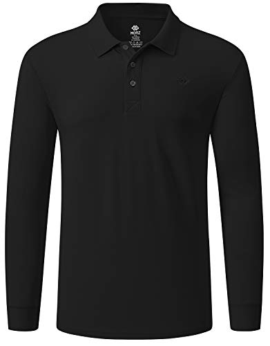 MoFiz Herren Poloshirt Langarm Baumwolle Polohemd Freizeit Polo Golf Wintershirts mit Kragen Schwarz S von MoFiz