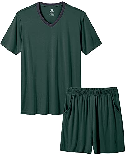 MoFiz Herren-Pyjama-Set, kurzärmelig, Modal, Nachtwäsche, Loungewear, Nachtwäsche, Sets, bequem, leicht, Schlaf-Sets, Olivgrün, Small von MoFiz