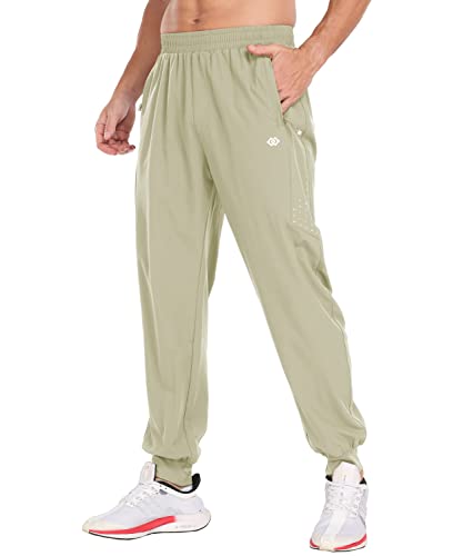 MoFiz Jogginghose Herren Outdoor Leicht Wanderhose Schnell Trocknend Atmungsaktiv Lang Sporthose Freizeithose mit Reißverschlusstaschen Khaki EU 3XL von MoFiz