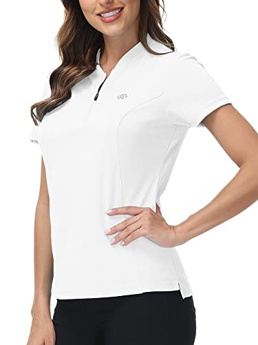 MoFiz Poloshirts Damen Kurzarm Polohemden Atmungsaktive Polo T Shirts Top Weiß S von MoFiz
