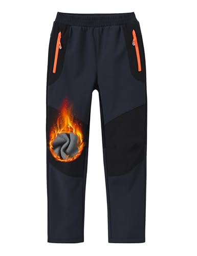 MoFiz Softshellhose Kinder Skihose Thermohose Arbeitshose Mädchen Weich Atmungsaktiv mit Tasche Grau L von MoFiz