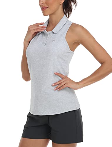 MoFiz Tank Top Damen Sport Tops für Fitness Atmungsaktiv Tanktops mit Polokragen Grau XXL von MoFiz