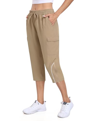 MoFiz Trekkinghose Damen Sommer Kurze Hose Cargo Shorts Arbeits Shorts Sommer Khaki-B XXL von MoFiz