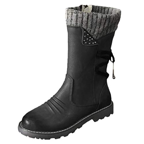 Mobanna Damen-Stiefel Hohe-Stiefel Lange-Stiefel Boots: Mit Absatz Sexy Flach Winterstiefel Wasserdicht Lässige Overknee Bequeme Westernstiefel Seitlicher Reißverschluss Gefüttert Gummistiefel von Mobanna