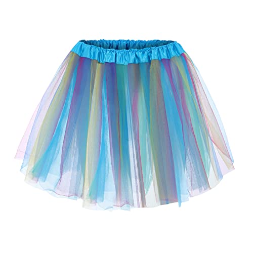 Regenbogen Tüllrock Damen 3 Lagen Ballettrock Minirock Prinzessin Tanzkleid Mädchen Tüll Tanz Röcke für Frauen Mädchen von Mobanna