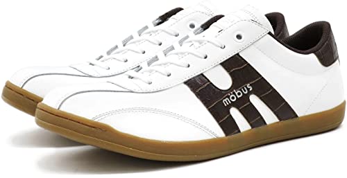 MOBUS(モーブス) Unisex Sneaker New Munster aus Leder, Weiß/Dunkelbraun Croco, 7.5 Women/7.5 Men von Mobus