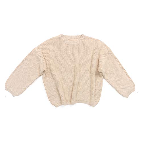 MoccyBabeLee Neugeborenes Baby Mädchen Junge Strickpullover Bluse Warm Pullover Sweatshirt Rundhals Langarm Strickwaren Top Frühling Kleidung, C-Milky White, 80 von MoccyBabeLee