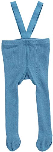 MoccyBabeLee Neugeborenes Baby Mädchen Strumpfhosen Strumpfhosen Hohe Taille Ripp Gestrickte Leggings Lätzchen Overall Hosen Footed Strumpfhosen, Footies Blau, 0-6 Monate von MoccyBabeLee