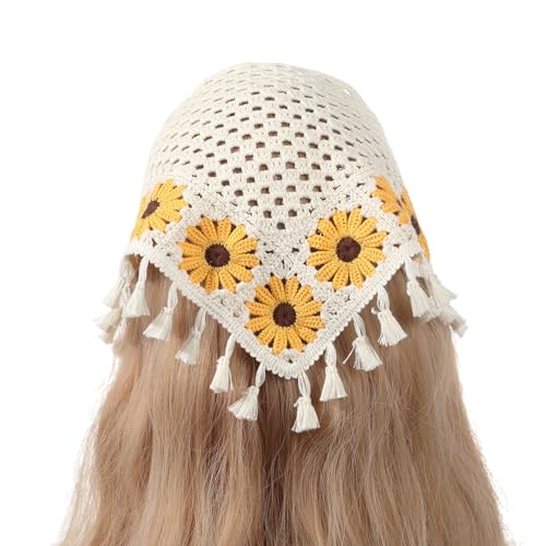 Gestrickter Haarschal Mit Fransen Haarband Für Damen Kopftuch Pilz Tücher Stirnband Bandanas Weiblicher Kopfschal Blumen Kopftuch von Mocoocouture