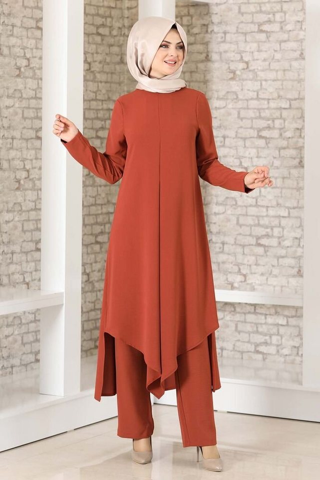 Modavitrini Longtunika Damen Zweiteiler Set - Long-Tunika mit Relax Hose - Modest Trend (Zweiteilig) Atmungsaktiv - Knitterfest von Modavitrini