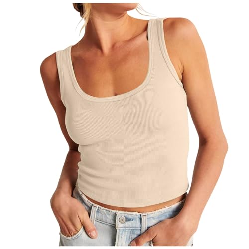 Damen Crop Tops Gerippt Sommer Sexy Tank Top Cropped Ärmellos Slim Fit Basic Shirt Kurz Oberteile Ribbed Top von Modaworld