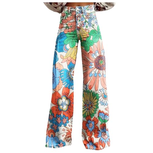 Modaworld Bequeme Jeans Damen High Waist Schlaghose mit Blumenmuster Freizeithose Baggy Jeans Damen Stretch Bootcut Jeanshose Freizeithose Schlaghose Jeans mit Blumendruck und Kunstdruck Modaworld Bequeme Jeans Damen High Waist Schlaghose mit Blumenmuster Freizeithose Baggy Jeans Damen Stretch Bootcut Jeanshose Freizeithose Schlaghose Jeans mit Blumendruck und Kunstdruck von Modaworld