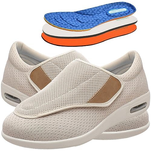 Diabetiker Schuhe Herren Geschwollene Füße Diabetes Walking Schuhe Bogen Unterstützung Orthopädische Turnschuhe Medizinische Schuhe Rehaschuhe (Color : Beige, Size : 38 EU) von Möge