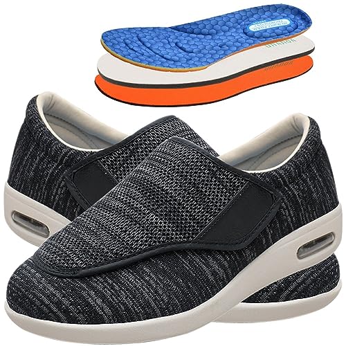 Diabetiker Schuhe Herren Geschwollene Füße Diabetes Walking Schuhe Bogen Unterstützung Orthopädische Turnschuhe Medizinische Schuhe Rehaschuhe (Color : BlackGrey, Size : 40 EU) von Möge