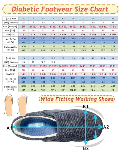 Hausschuhe Klettverschluss Senioren Diabetiker Schuhe Herren Geschwollene Füße Ohne Schnuersenkel Slip-on Schuhe Diabetes Walking Schuhe Orthopädische Turnschuhe ( Color : LightBlue , Size : 35 EU ) von Möge