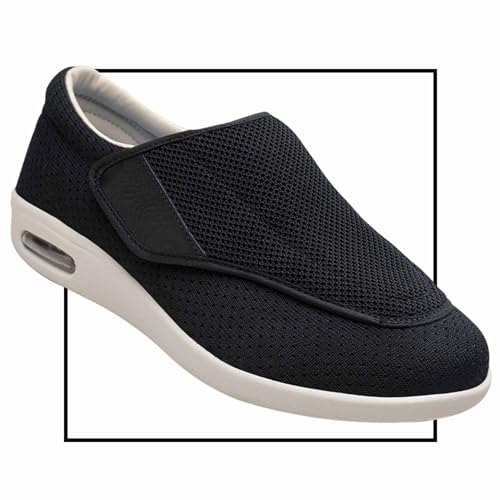 Herren Diabetiker Ödem Schuhe Schuhe für Geschwollene Füße Senioren Schuhe Therapieschuhe Gesundheitsschuhe Mesh Atmungsaktiv Walking Sneakers(Color:Black,Size:39 EU) von Möge