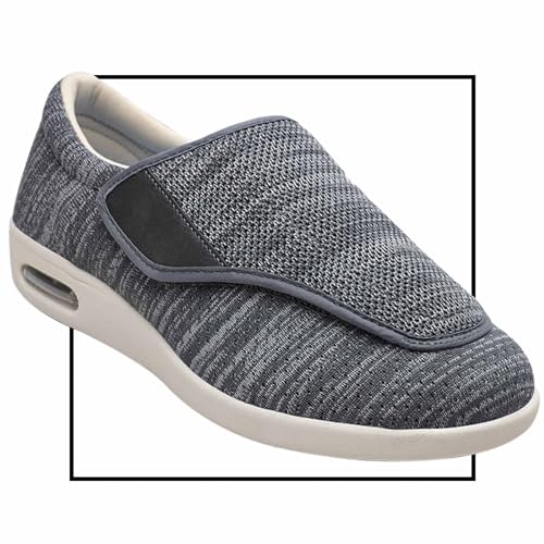 Herren Diabetiker Ödem Schuhe Schuhe für Geschwollene Füße Senioren Schuhe Therapieschuhe Gesundheitsschuhe Mesh Atmungsaktiv Walking Sneakers(Color:Darkgrey,Size:42 EU) von Möge