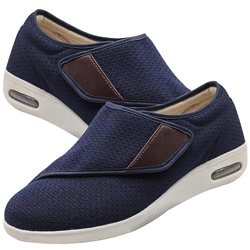 Herren Diabetiker Ödem Schuhe für Geschwollene Füße Senioren Schuhe Therapieschuhe Gesundheitsschuhe Damen Mesh Atmungsaktiv Walking Sneakers Einfaches An-und Ausziehen(Blue,41 EU) von Möge