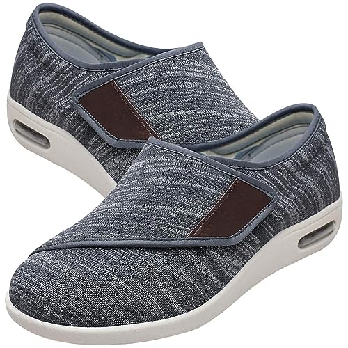 Herren Diabetiker Ödem Schuhe für Geschwollene Füße Senioren Schuhe Therapieschuhe Gesundheitsschuhe Damen Mesh Atmungsaktiv Walking Sneakers Einfaches An-und Ausziehen(Darkgrey,45 EU) von Möge