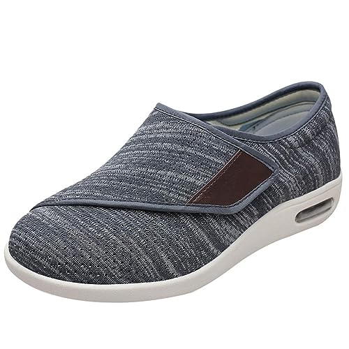 Möge Damen Herren Diabetiker Schuhe Atmungsaktiv Leicht Laufschuhe Weit Gesundheit Sneaker mit Klettverschluss Breit Halbschuhe Geschwollene Füße Gesundheitsschuhe(Color:Darkgrey,Size:36 EU) von Möge