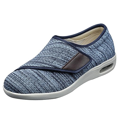 Möge Damen Herren Diabetiker Schuhe Atmungsaktiv Leicht Laufschuhe Weit Gesundheit Sneaker mit Klettverschluss Breit Halbschuhe Geschwollene Füße Gesundheitsschuhe(Color:LightBlue,Size:37 EU) von Möge