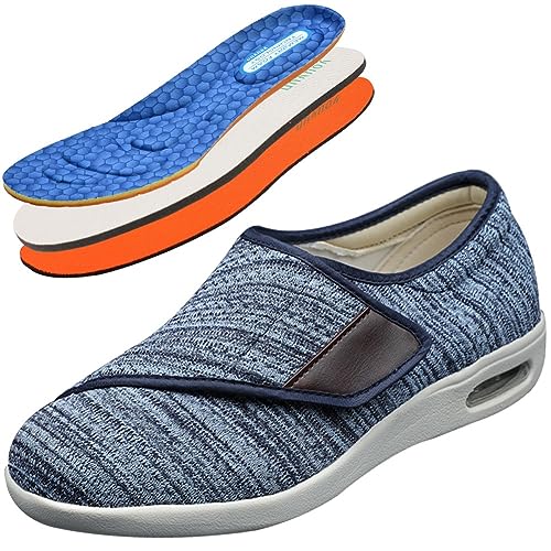 Möge Diabetiker Schuhe Herren Damen Atmungsaktiv Leicht Laufschuhe Freizeitschuhe mit Klettverschluss Weite Passform Schuhe für Geschwollene Füße Senioren Turnschuhe Rehaschuhe(LightBlue,36 EU) von Möge