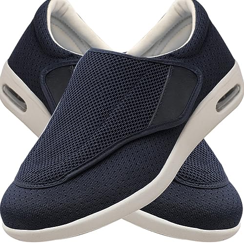 Diabetiker Schuhe Herren Damen extra weit Senioren Orthopädische Hausschuhe mit Klettverschluss für geschwollen Füße Senioren Bequem Reha Sandalen (Color : Blue, Size : 41 EU) von Möge