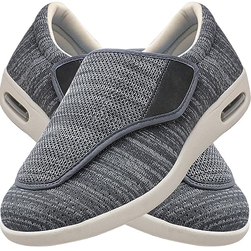 Diabetiker Schuhe Herren Damen extra weit Senioren Orthopädische Hausschuhe mit Klettverschluss für geschwollen Füße Senioren Bequem Reha Sandalen (Color : Darkgrey, Size : 35 EU) von Möge