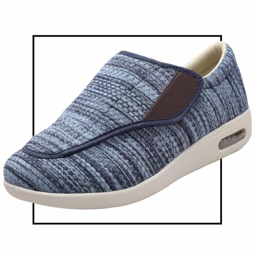 Möge Diabetiker Schuhe Herren Extra Breit Mokassins Klettverschluss Orthopädische Schuhe für Geschwollene Füße Leicht Senioren rutschfest Turnschuhe(Color:LightBlue,Size:41 EU) von Möge