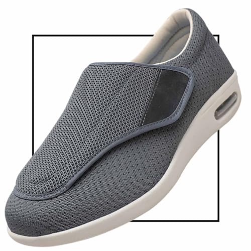 Möge Diabetiker Schuhe Herren Extra Breite Füße mit Klettverschluss Schuhe für Geschwollene Füße Ultraleicht rutschfest Gesundheitsschuhe Senioren Turnschuhe Hausschuhe(Color:Gray,Size:36 EU) von Möge