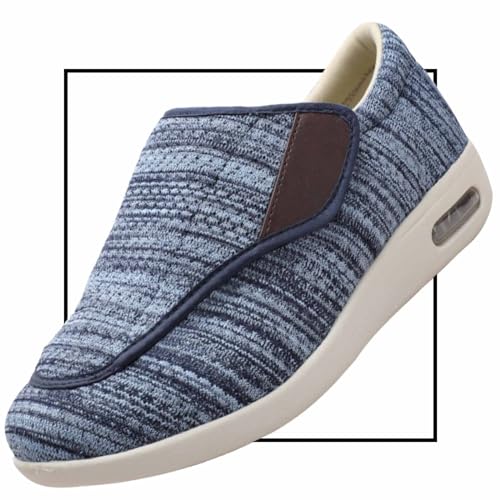 Möge Diabetiker Schuhe Herren Extra Breite Füße mit Klettverschluss Schuhe für Geschwollene Füße Ultraleicht rutschfest Gesundheitsschuhe Senioren Turnschuhe Hausschuhe(Color:LightBlue,Size:41 EU) von Möge