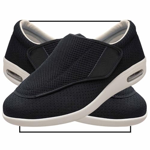 Möge Diabetiker Schuhe Herren Extra Weit mit Klettverschluss überbreite weiche Gesundheitsschuhe Herren für Dicke breite Füße Medizinische Schuhe Rehaschuhe(Color:Black,Size:42 EU) von Möge