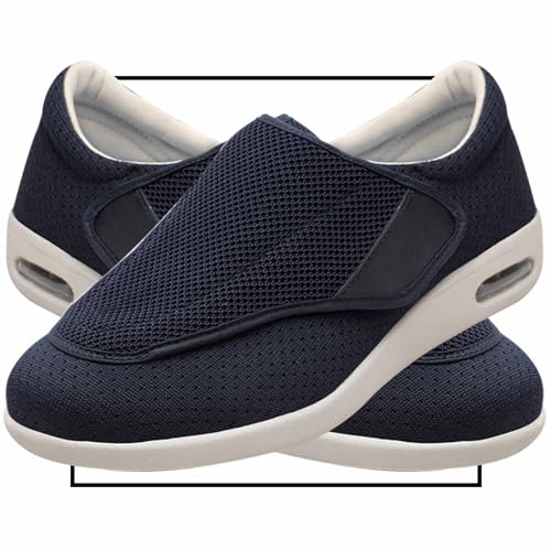 Möge Diabetiker Schuhe Herren Extra Weit mit Klettverschluss überbreite weiche Gesundheitsschuhe Herren für Dicke breite Füße Medizinische Schuhe Rehaschuhe(Color:Blue,Size:45 EU) von Möge