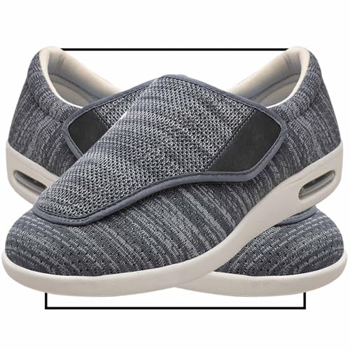 Möge Diabetiker Schuhe Herren Extra Weit mit Klettverschluss überbreite weiche Gesundheitsschuhe Herren für Dicke breite Füße Medizinische Schuhe Rehaschuhe(Color:Darkgrey,Size:38 EU) von Möge