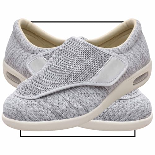 Möge Diabetiker Schuhe Herren Extra Weit mit Klettverschluss überbreite weiche Gesundheitsschuhe Herren für Dicke breite Füße Medizinische Schuhe Rehaschuhe(Color:LightGrey,Size:47 EU) von Möge