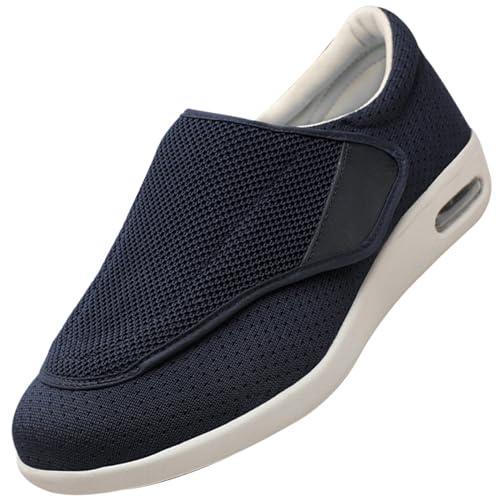 Möge Diabetiker Schuhe Herren Orthopädische Hausschuhe Extra Weit Freizeitschuhe Verbandsschuhe Hallux Orthopädische Schuhe Herren mit Klettverschluss Breiter (Color : Blue, Size : 37 EU) von Möge